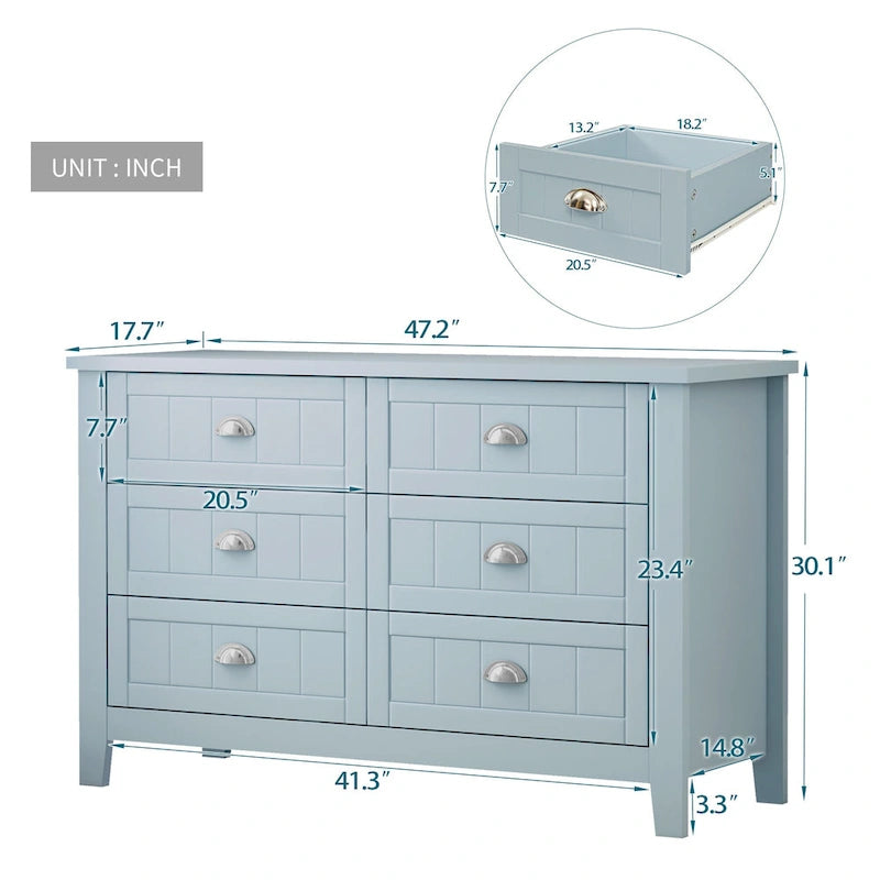 3-Drawer Wooden Sideboard Cabinet with Shell Handles
