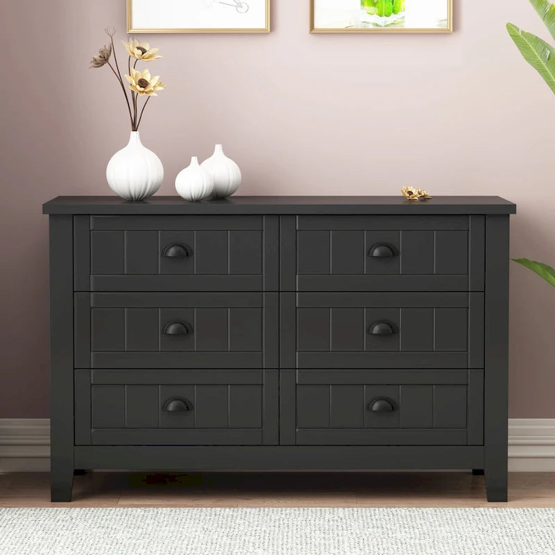 3-Drawer Wooden Sideboard Cabinet with Shell Handles
