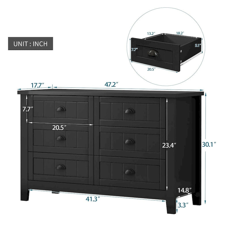 3-Drawer Wooden Sideboard Cabinet with Shell Handles