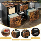 3-Drawer Wood File Cabinet with Lock