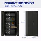High Storage Cabinet with 2 Doors and 4 Partitions for 5 Separate Storage Spaces