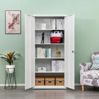 High Storage Cabinet with 2 Doors and 4 Partitions for 5 Separate Storage Spaces
