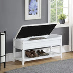Faux Leather Seating Wood Bench with Shoe Storage