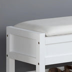 Faux Leather Seating Wood Bench with Shoe Storage