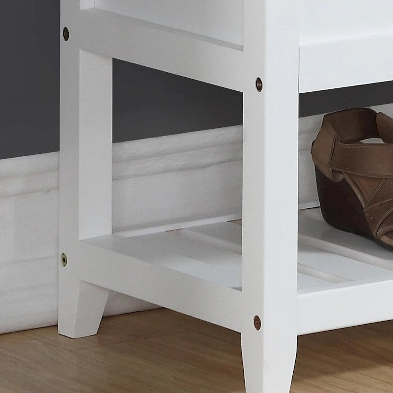 Faux Leather Seating Wood Bench with Shoe Storage