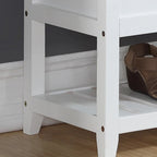 Faux Leather Seating Wood Bench with Shoe Storage