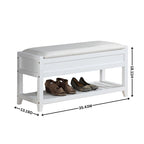 Faux Leather Seating Wood Bench with Shoe Storage