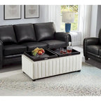45 inch Wide Square CubeStorage Ottoman Bench,Storage Bench with coffee tray,coffee table Ottoman foot rest,BEIGE velvet fabric