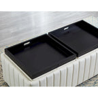 45 inch Wide Square CubeStorage Ottoman Bench,Storage Bench with coffee tray,coffee table Ottoman foot rest,BEIGE velvet fabric