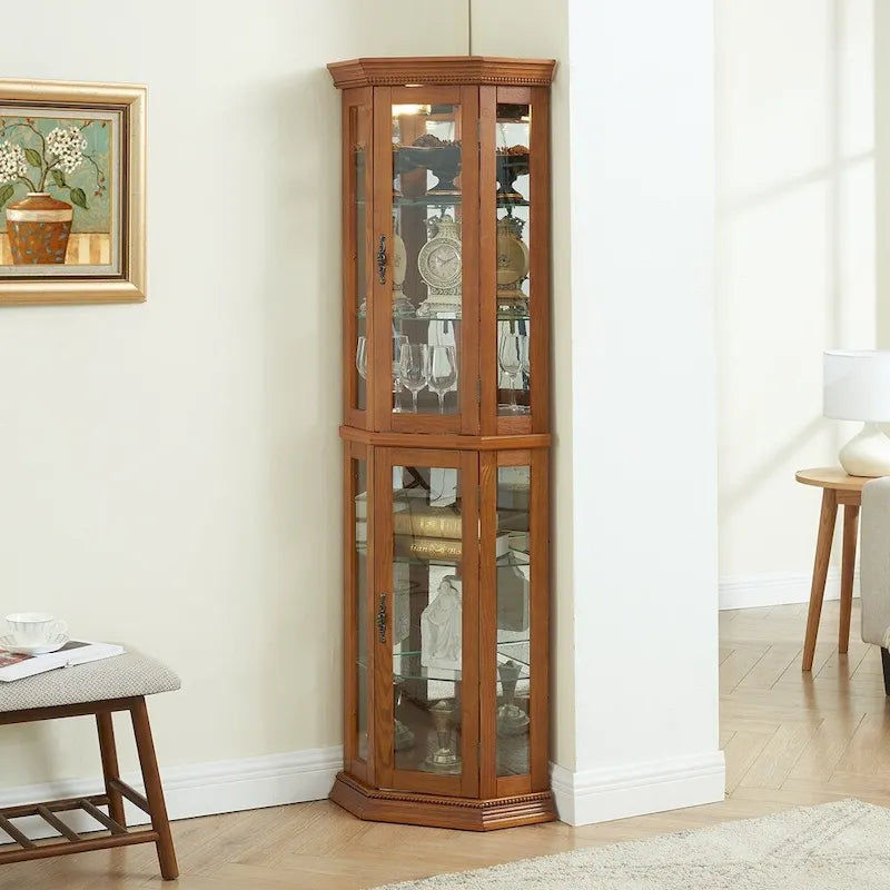Glass Display Shelf Shelving Bar cabinet with Tempered Glass Door