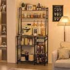 Coffee Bar Cabinet Large Farmhouse Coffee Station - 35.8D x 15.5W x 69.2H