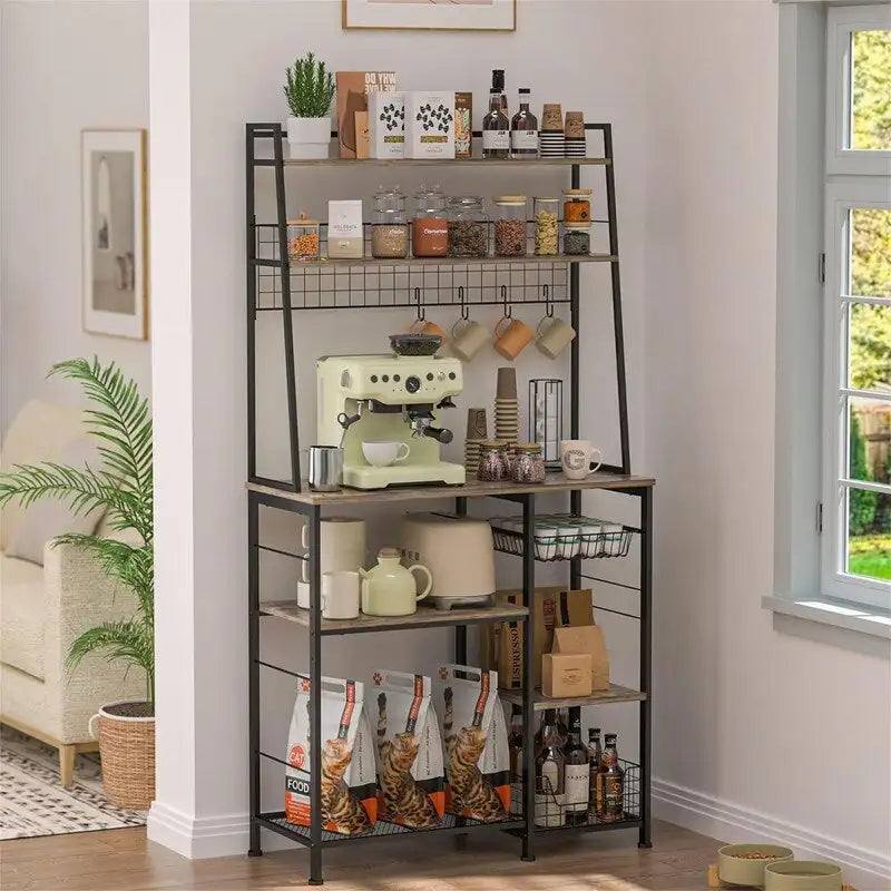 Coffee Bar Cabinet Large Farmhouse Coffee Station - 35.8D x 15.5W x 69.2H