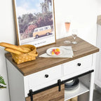 Farmhouse Coffee Bar Cabinet,Barn Door Wine Cabinet,Sideboard Buffet