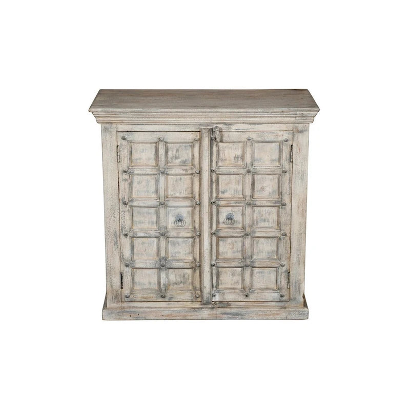White Distressed 2-Door Storage Cabinet