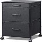 Black Mobile File Cabinet with 3 Drawers