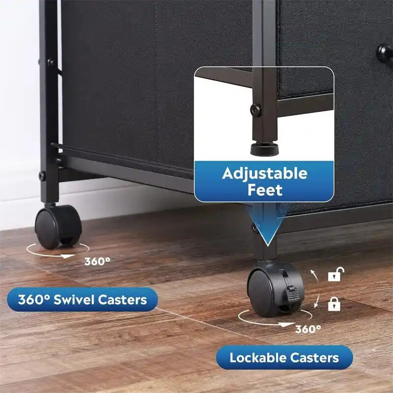 Black Mobile File Cabinet with 3 Drawers