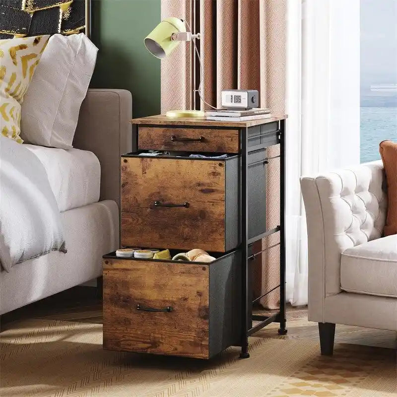 Black Mobile File Cabinet with 3 Drawers