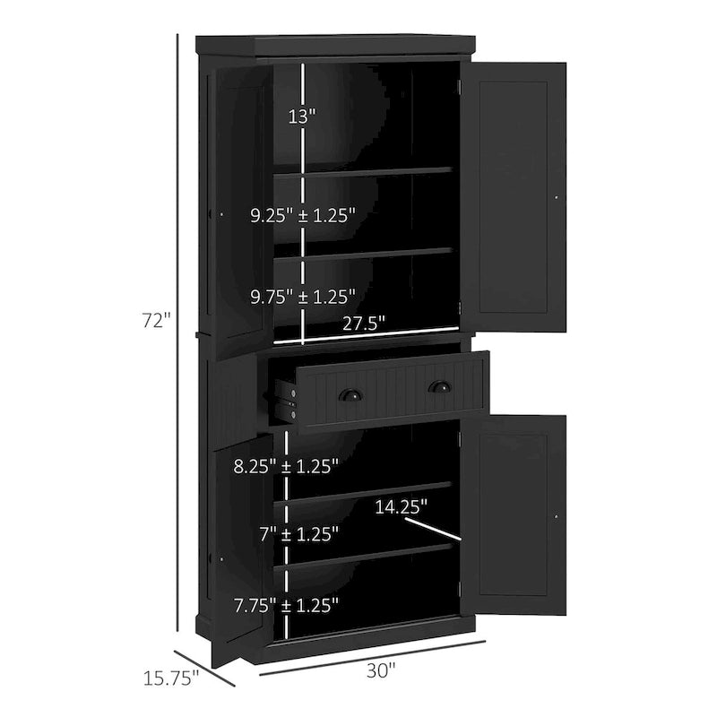 72 Tall Storage Cabinet with Drawer, Doors and Adjustable Shelves