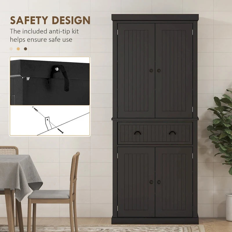 72 Tall Storage Cabinet with Drawer, Doors and Adjustable Shelves