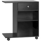 Rolling Printer Table Desk with Wheels and Adjustable Shelf