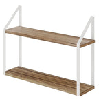 2 Tier Shelves with White Brackets, Bathroom Wall Decor, 24x6, Burnt