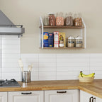 2 Tier Shelves with White Brackets, Bathroom Wall Decor, 24x6, Burnt