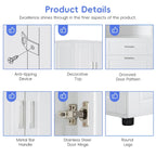 Tall Bathroom Cabinet with Laundry Basket, Large Storage Space Tilt-Out Laundry Hamper and Upper Storage Cabinet