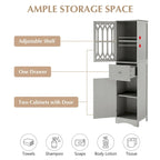 Tall Bathroom Cabinet, Freestanding Storage Cabinet with Drawer and Doors, Acrylic Door, Adjustable Shelf
