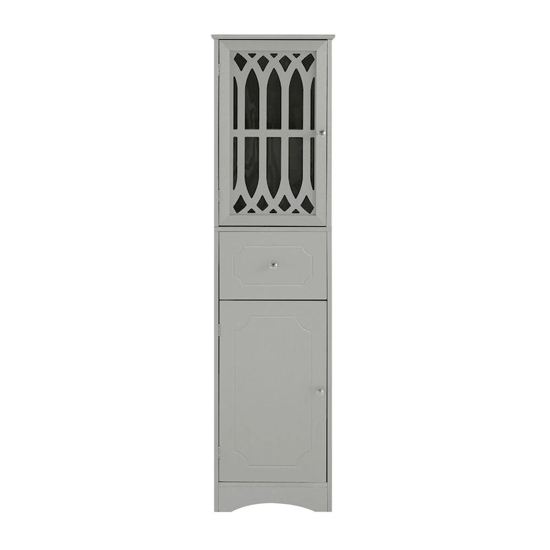 Tall Bathroom Cabinet, Freestanding Storage Cabinet with Drawer and Doors, Acrylic Door, Adjustable Shelf