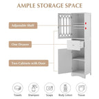Tall Bathroom Cabinet, Freestanding Storage Cabinet with Drawer and Doors, Acrylic Door, Adjustable Shelf