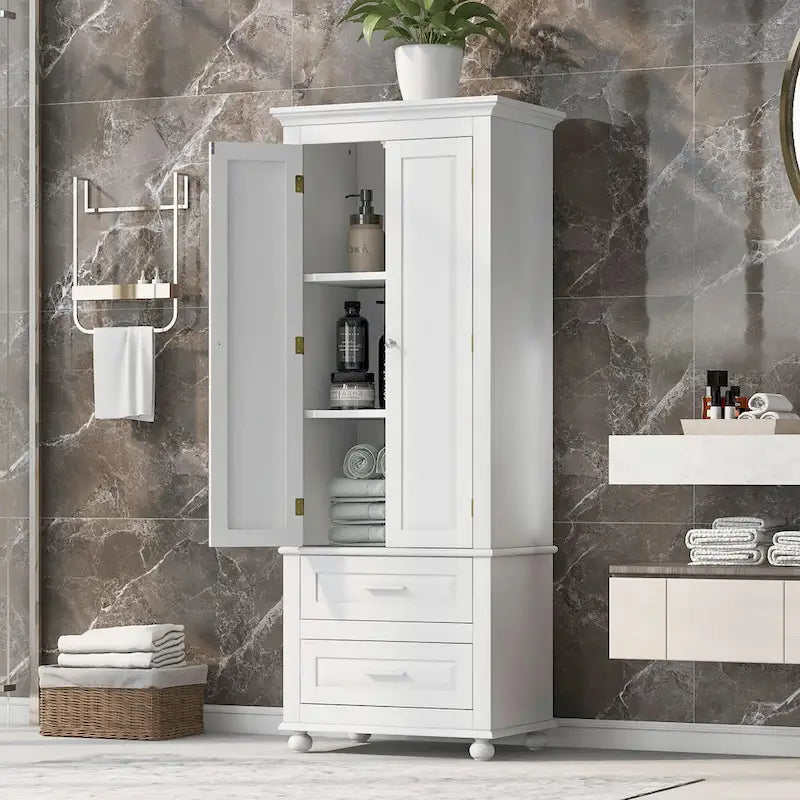 Tall Storage Cabinet with Two Drawers