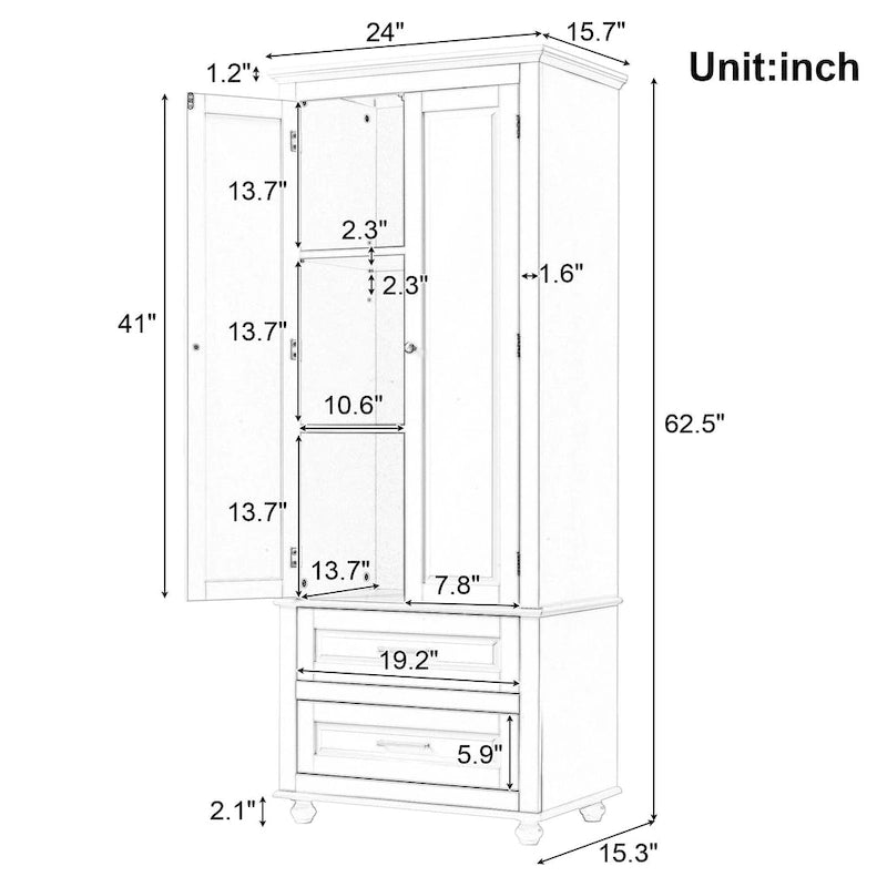 Tall Storage Cabinet with Two Drawers