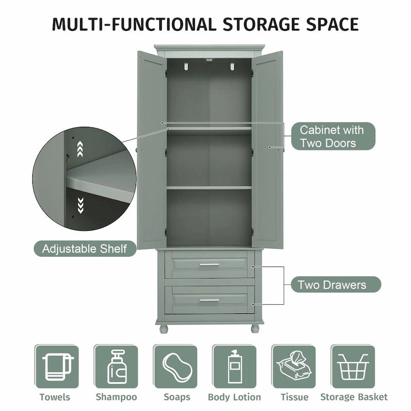 Tall Storage Cabinet with Two Drawers