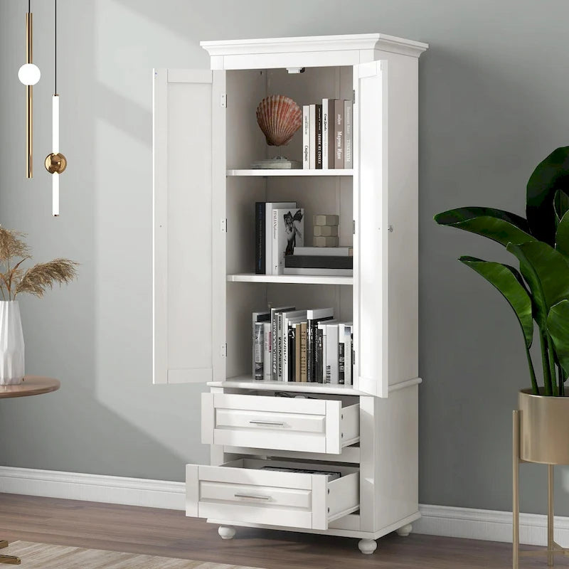 Tall Storage Cabinet with Two Drawers