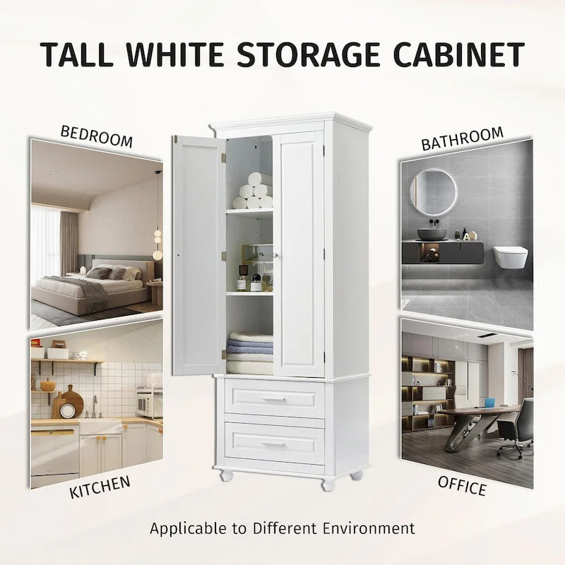 Tall Storage Cabinet with Two Drawers