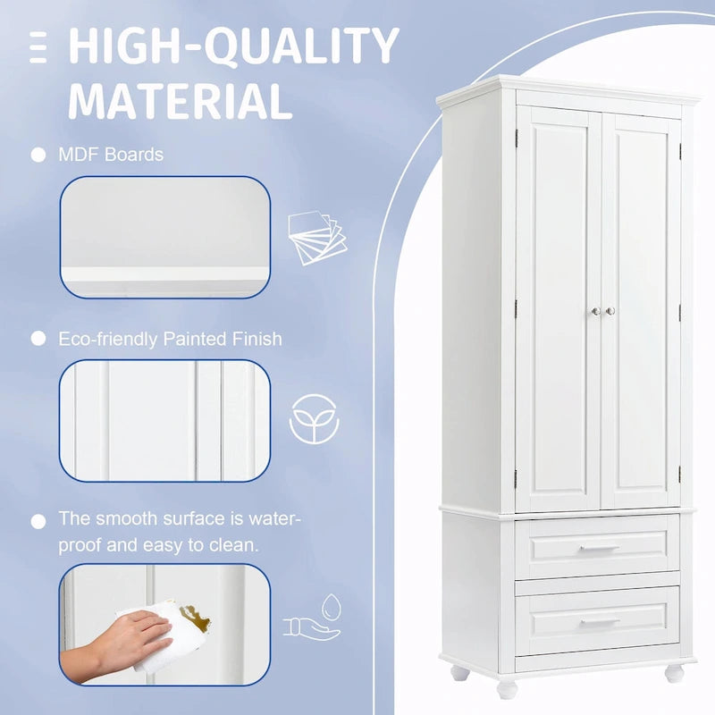 Tall Storage Cabinet with Two Drawers