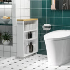 Slim Bathroom Cabinet with Wheels Storage Organizer