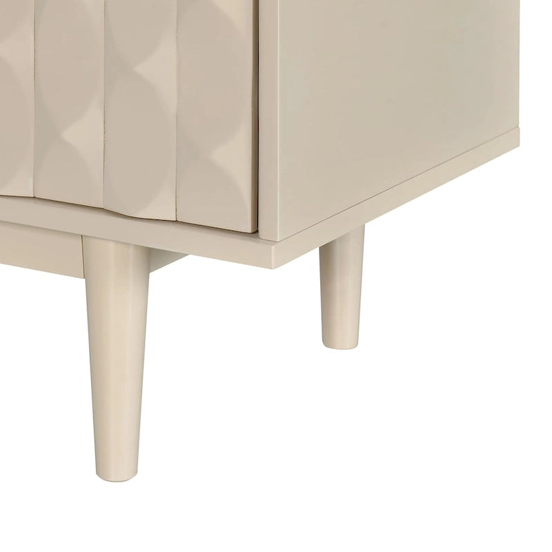 Modern 4-door Sideboard with Convex Pattern Doors and 2 Silver Handle for Living Room, Dining Room, Kitchen