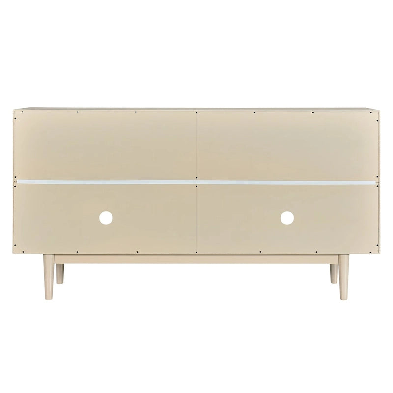 Modern 4-door Sideboard with Convex Pattern Doors and 2 Silver Handle for Living Room, Dining Room, Kitchen