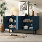 Modern 4-door Sideboard with Convex Pattern Doors and 2 Silver Handle for Living Room, Dining Room, Kitchen