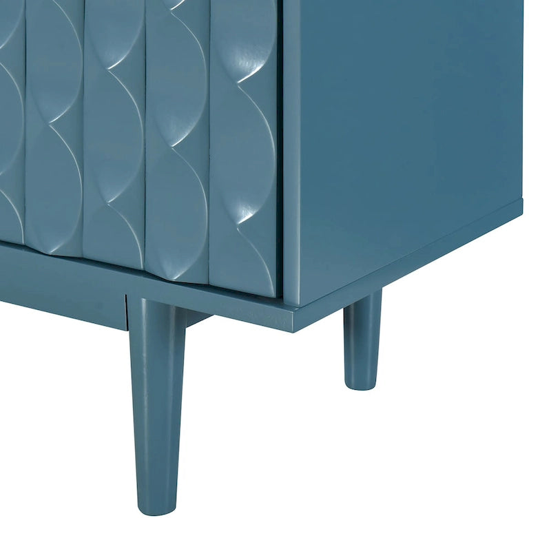Modern 4-door Sideboard with Convex Pattern Doors and 2 Silver Handle for Living Room, Dining Room, Kitchen