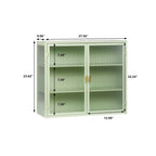 27.56 Modern Glass Door Wall Cabinet with Three-Tier Storage for Entryway, Living Room, Bathroom