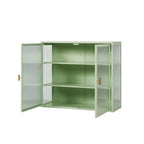 27.56 Modern Glass Door Wall Cabinet with Three-Tier Storage for Entryway, Living Room, Bathroom
