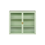 27.56 Modern Glass Door Wall Cabinet with Three-Tier Storage for Entryway, Living Room, Bathroom