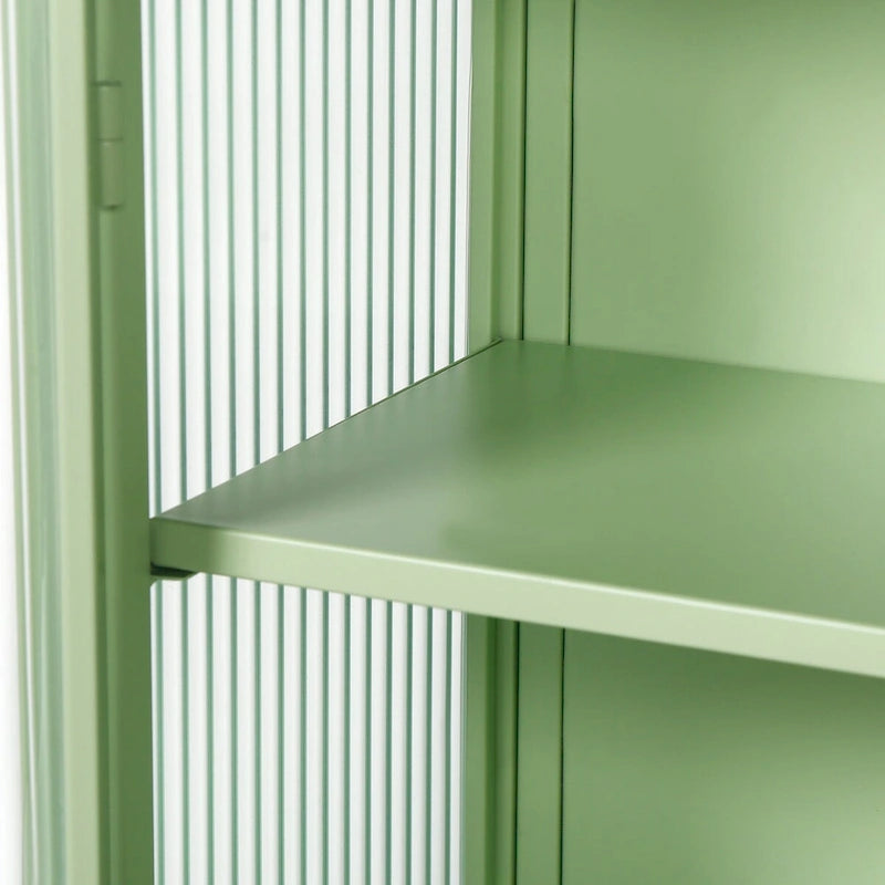 27.56 Modern Glass Door Wall Cabinet with Three-Tier Storage for Entryway, Living Room, Bathroom